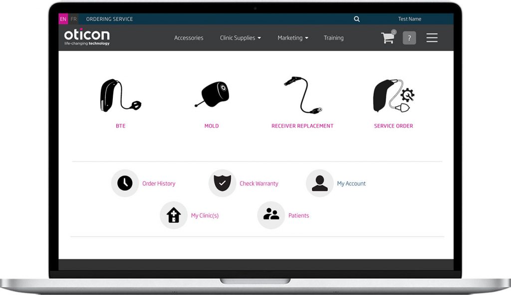 Oticon Ordering Service screenshot